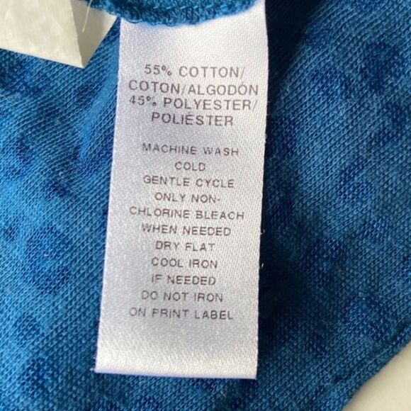 Ann Taylor LOFT Women's Blue Semi-Sheer Animal Print Roundneck Long Sleeve Top - Picture 9 of 10